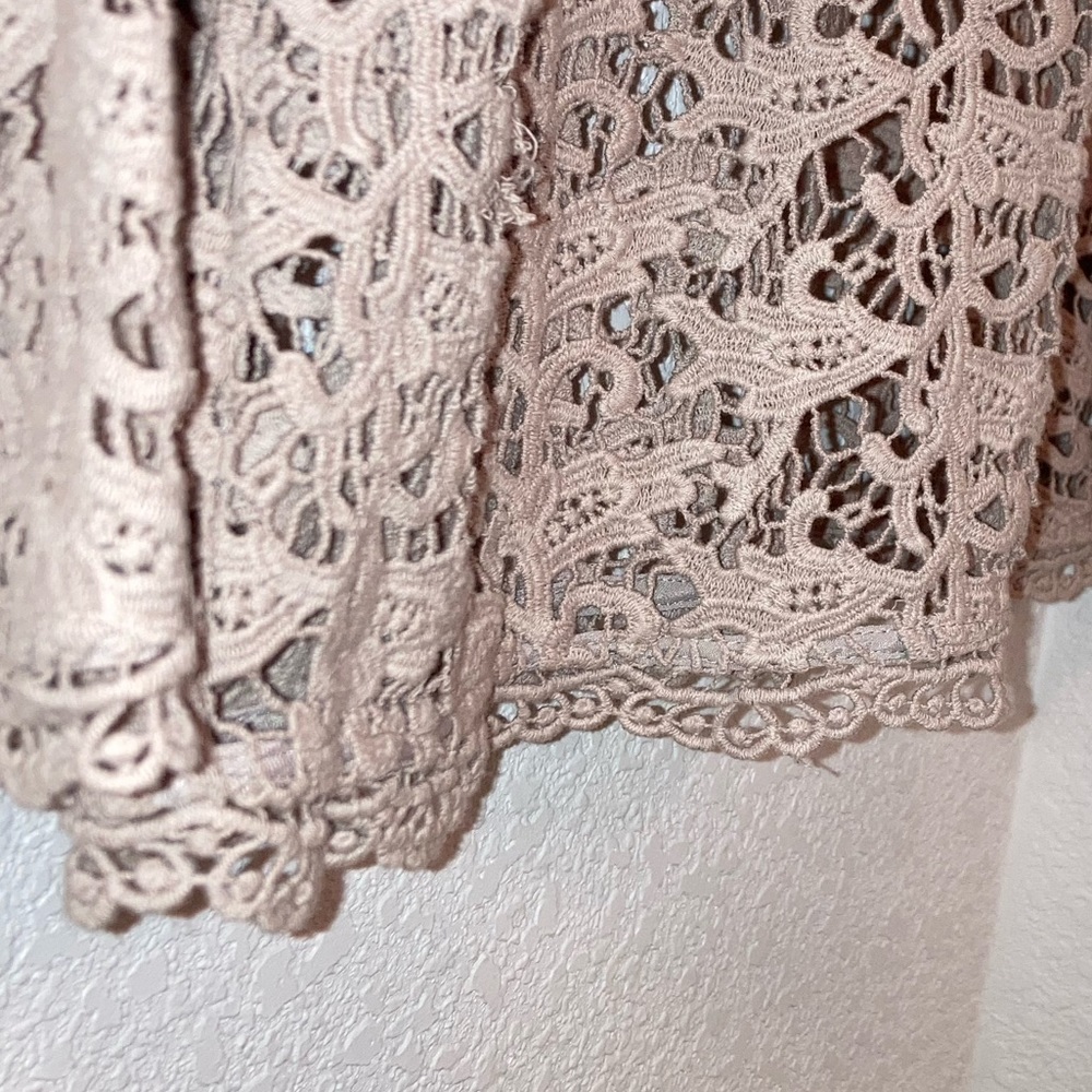 JOIE Antonia Lace & Leather Cotton Blouse Ecru SZ: Large - Picture 8 of 11